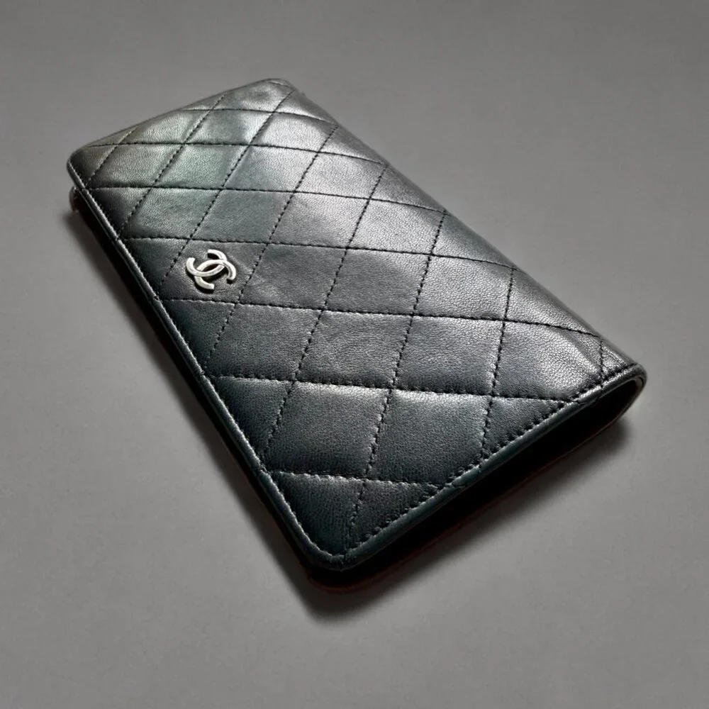 Chanel Quilted Lambskin Black Long Wallet